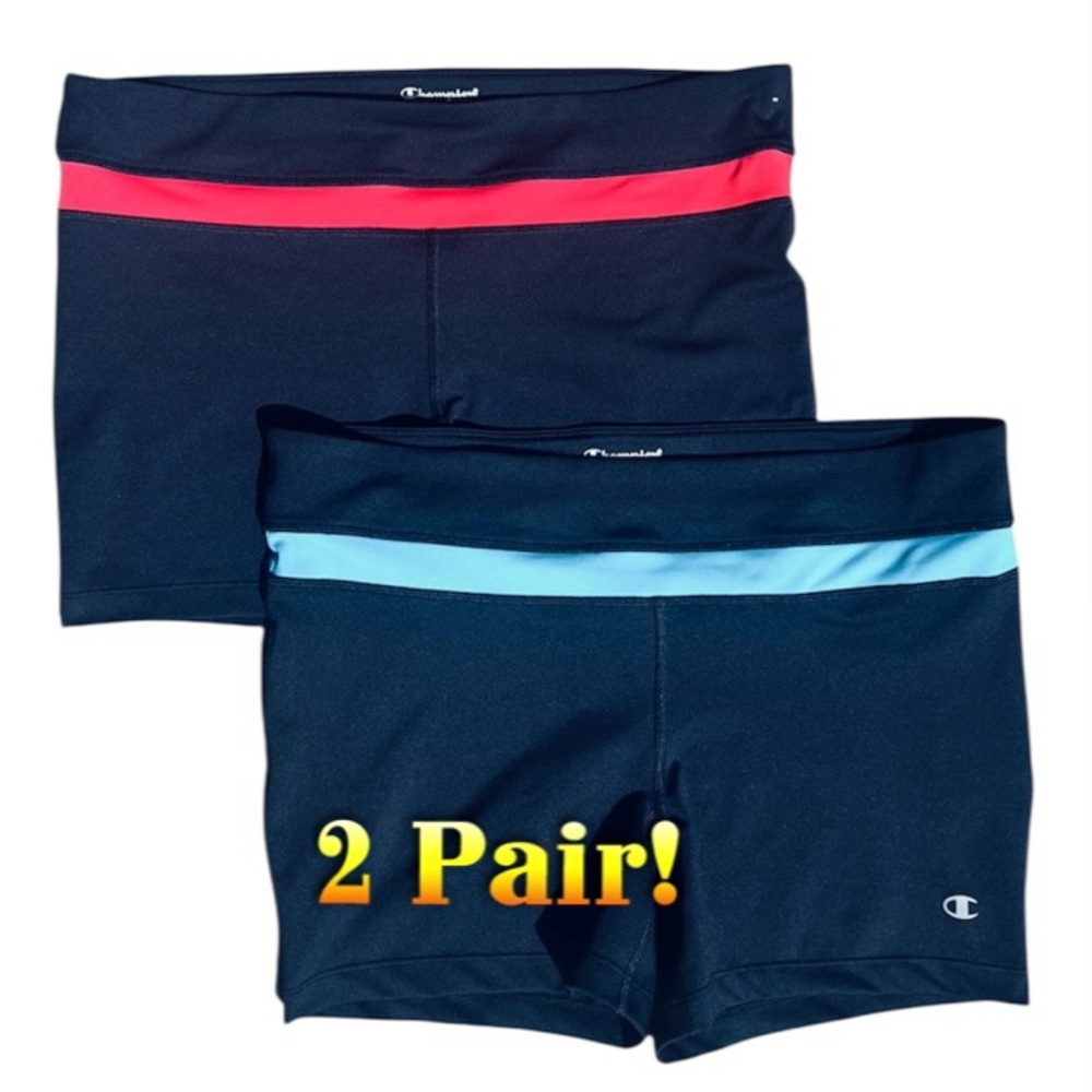 - 2 Champion XL Fitness Colorblock Shorty Shorts! EUC!